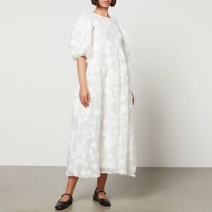 Sister Jane Women's White Dream Hazelnut Floral-jacquard Midi Dress